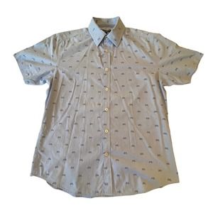 J. Maverick New York S/S Shirt Men's Medium Light Blue Bicycle Print Button Up